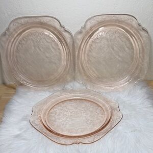 Vintage Indiana Glass Recollection Pink Dinner Plate 1970's Set of 3